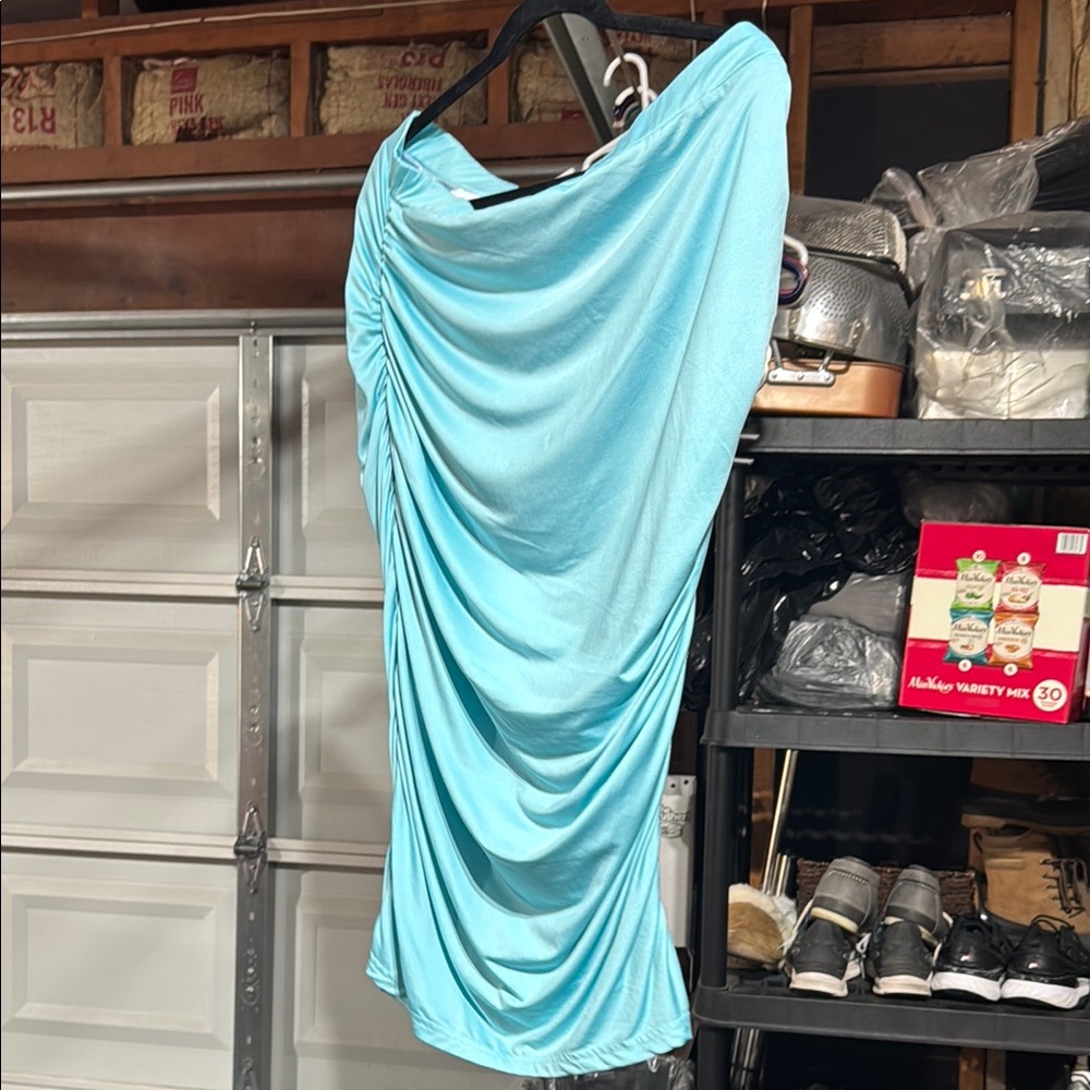 VfEmage Sky Blue Satin Dress